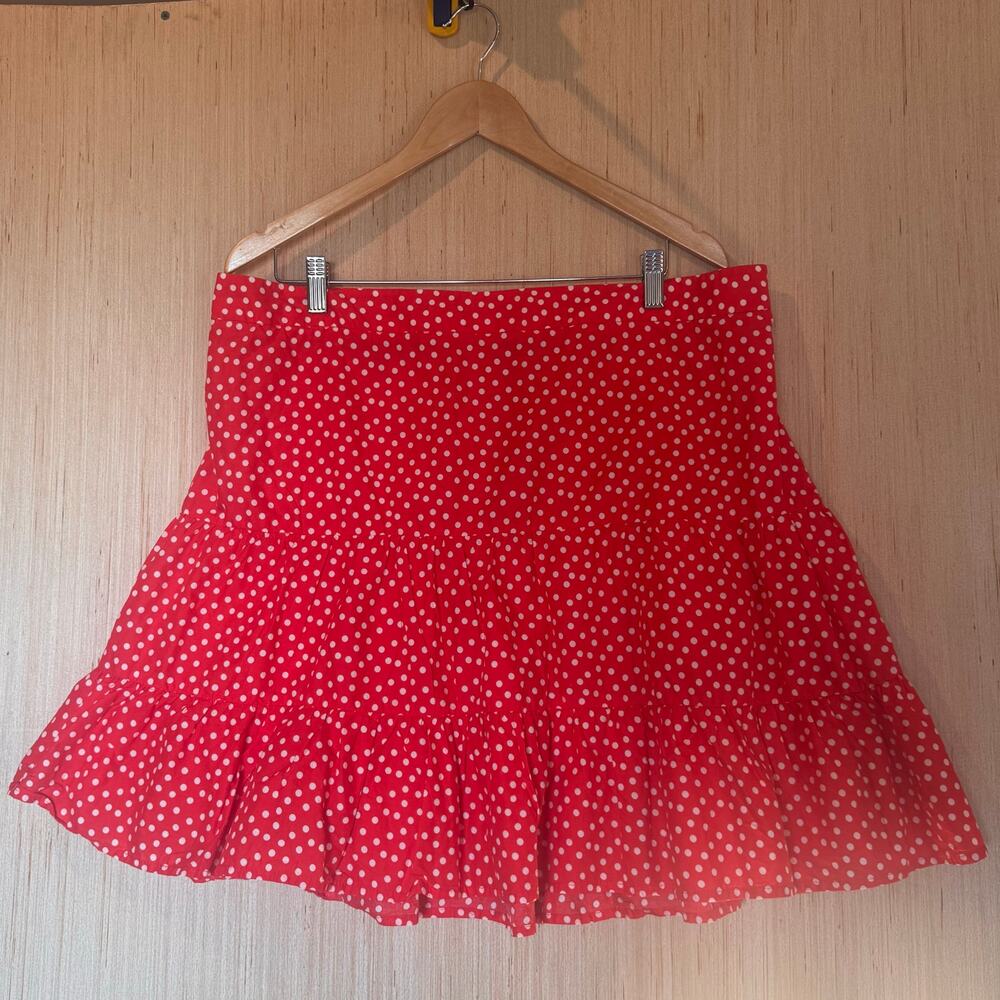 ELOQUIII Red Polka-Dot Three-Tiered Cottagecore Skirt Size 16 100% Cotton